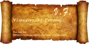 Visnyovszki Ferenc névjegykártya